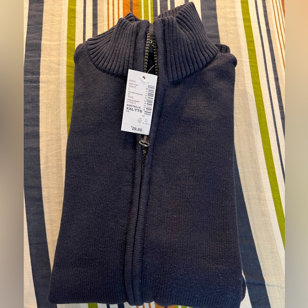 NEW - never worn boys blue uniform zip up sweater.